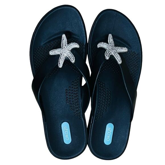 OkaB Livie Flip Flops Crystal/Covered/Starfish 100% Plastic-Recycle Sz 8-9 (ML) - Picture 4 of 8